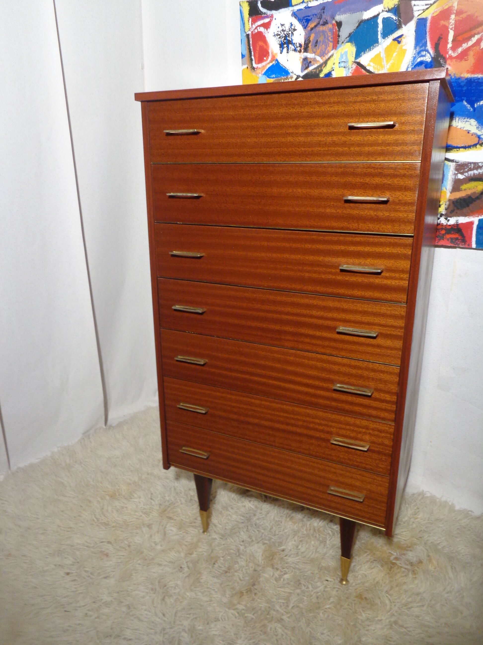 Vintage rag chest of drawers from the 60s seven drawers