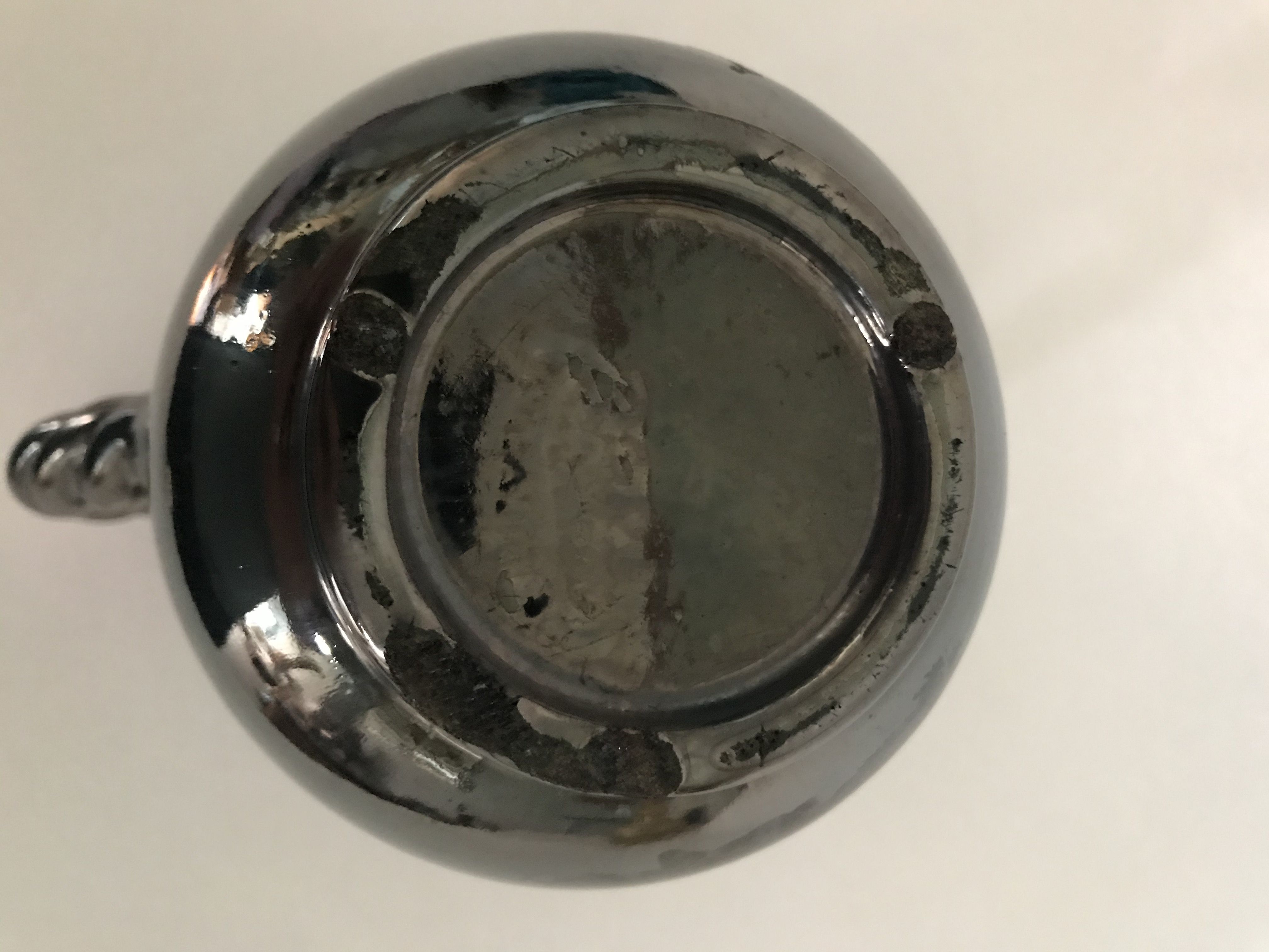 Black vase with twisted handles signed Blaise Rubino in Vallauris, circa 1950/1960