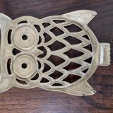 Owl trivet in golden brass