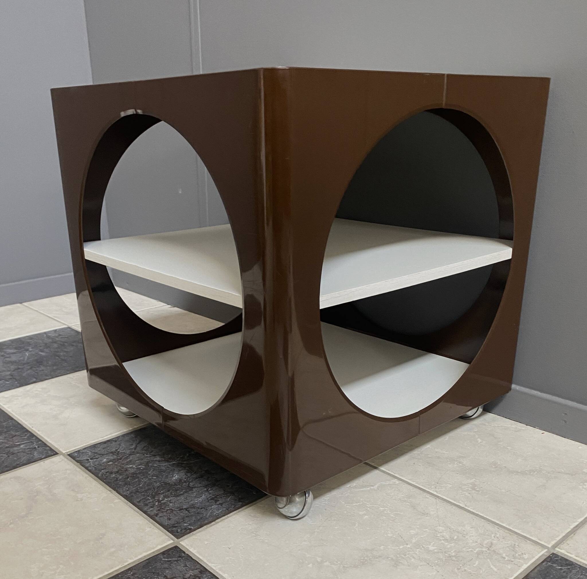 Space age cubic table in brown and white 1970s