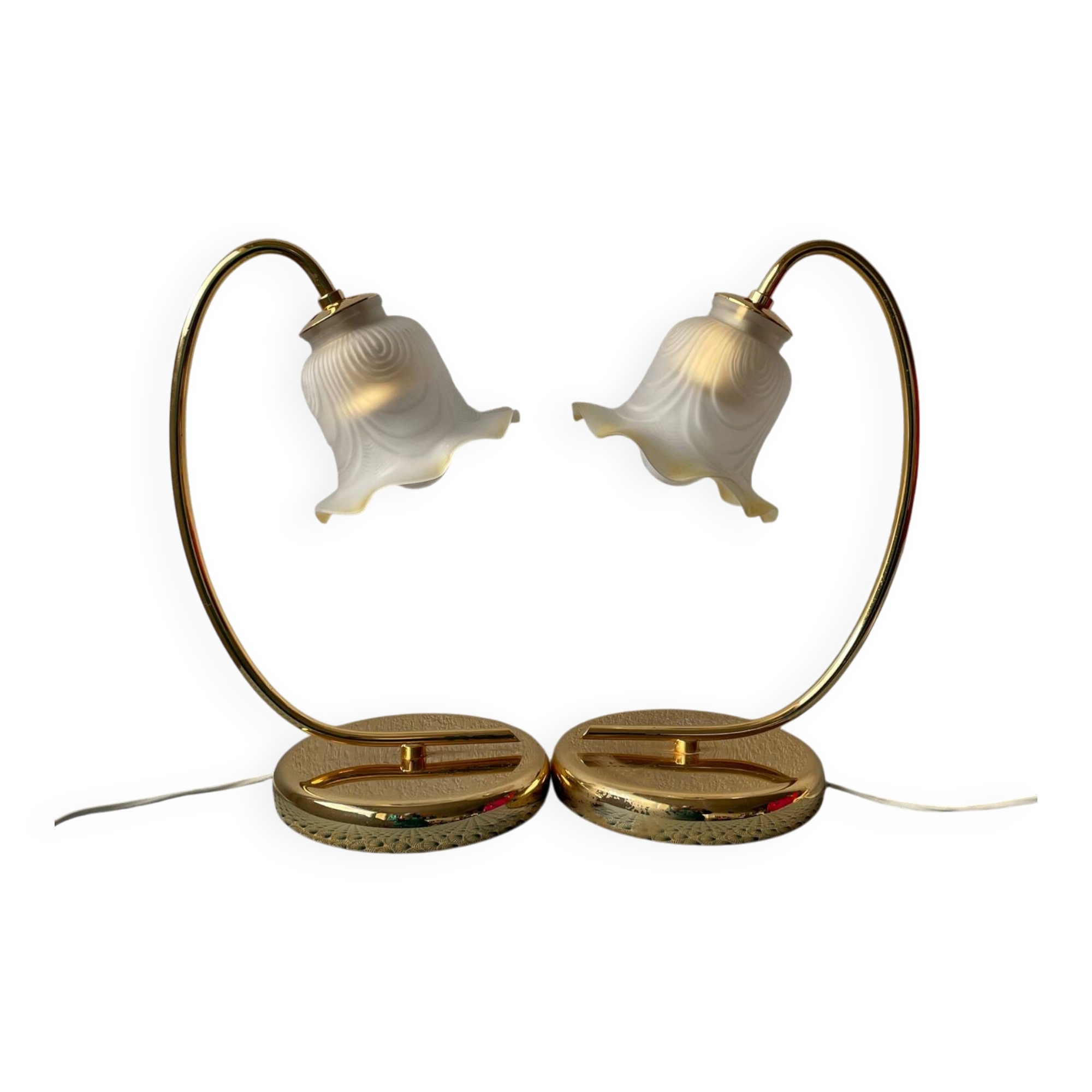 Pair of vintage 80s flower lamps