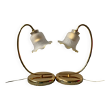 Pair of vintage 80s flower lamps