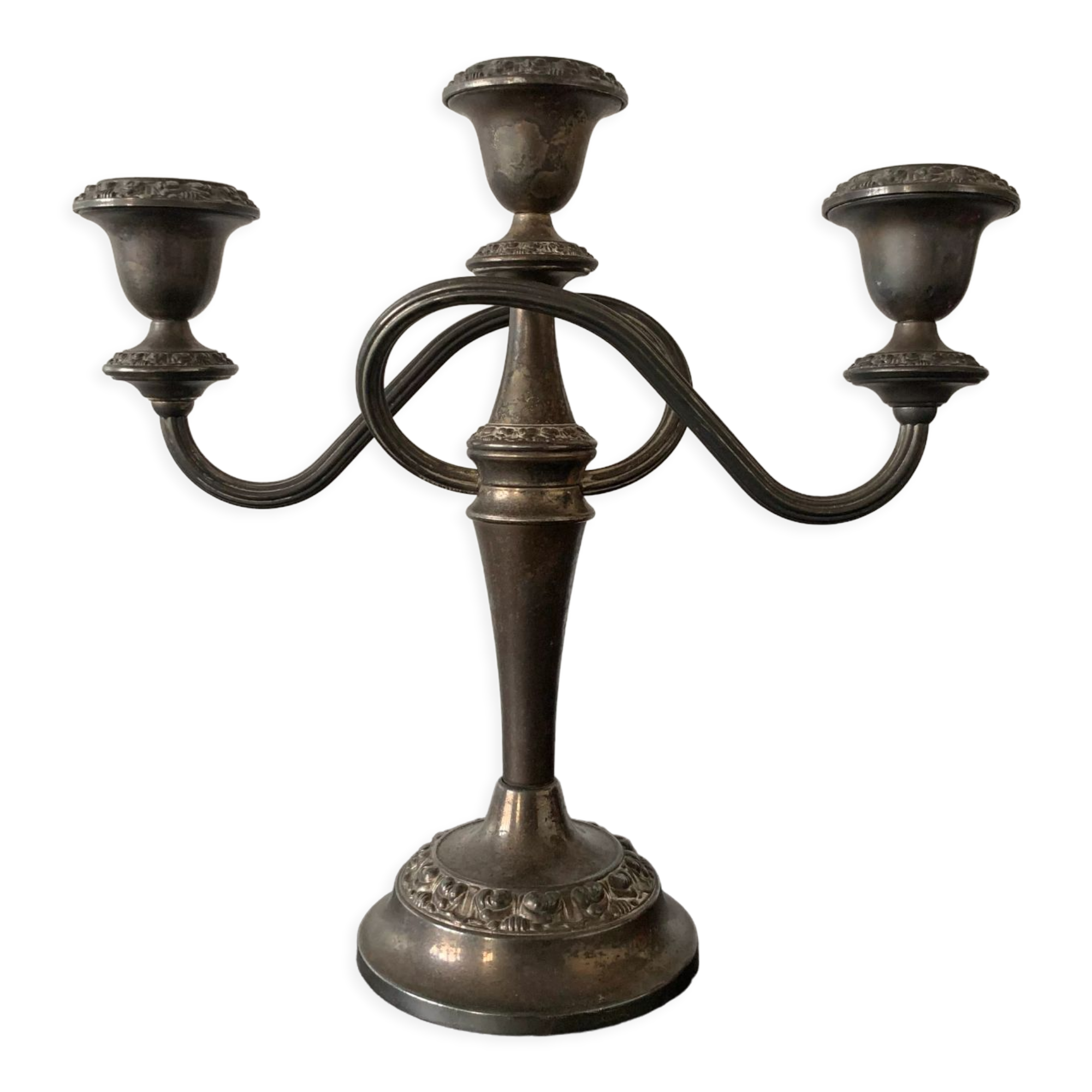 Bougeoir, silver metal candelabra