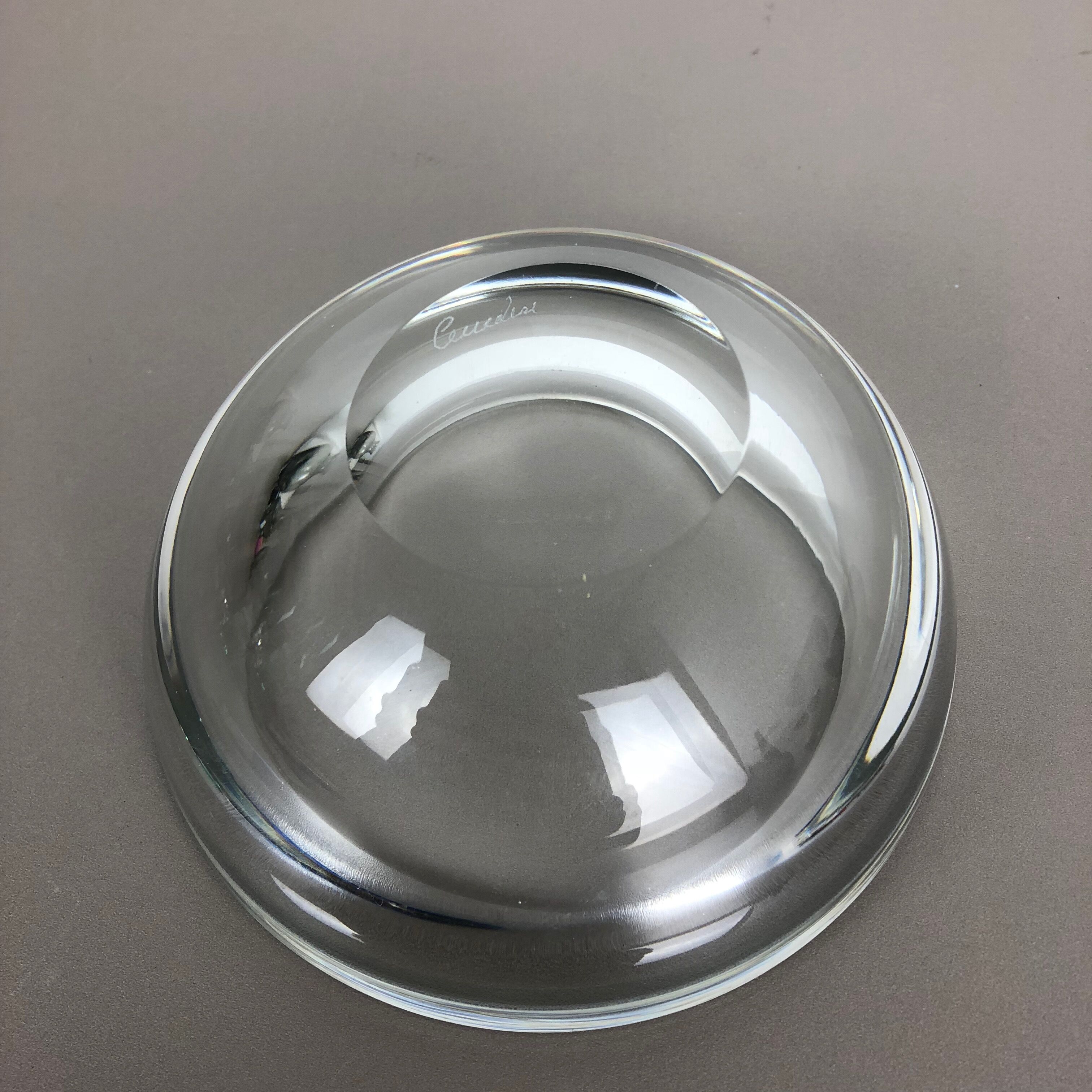 Murano heavy clear glass shell bowl, by Gino Cenedese Italy, 1960