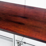 Table à manger vintage métal chromé et palissandre Espagne, années 70