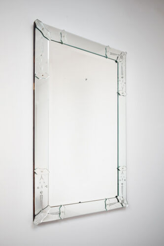 Important mirror with floral decor, 1960s, 138x86 cm