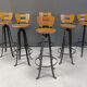 Vintage brutalist bar stools, set of 6 - 1970s