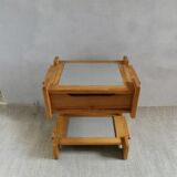 Constructivist style bedside table in elm, 1970s