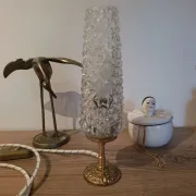 Retro chic art deco lamp, diamond tip & gilded brass