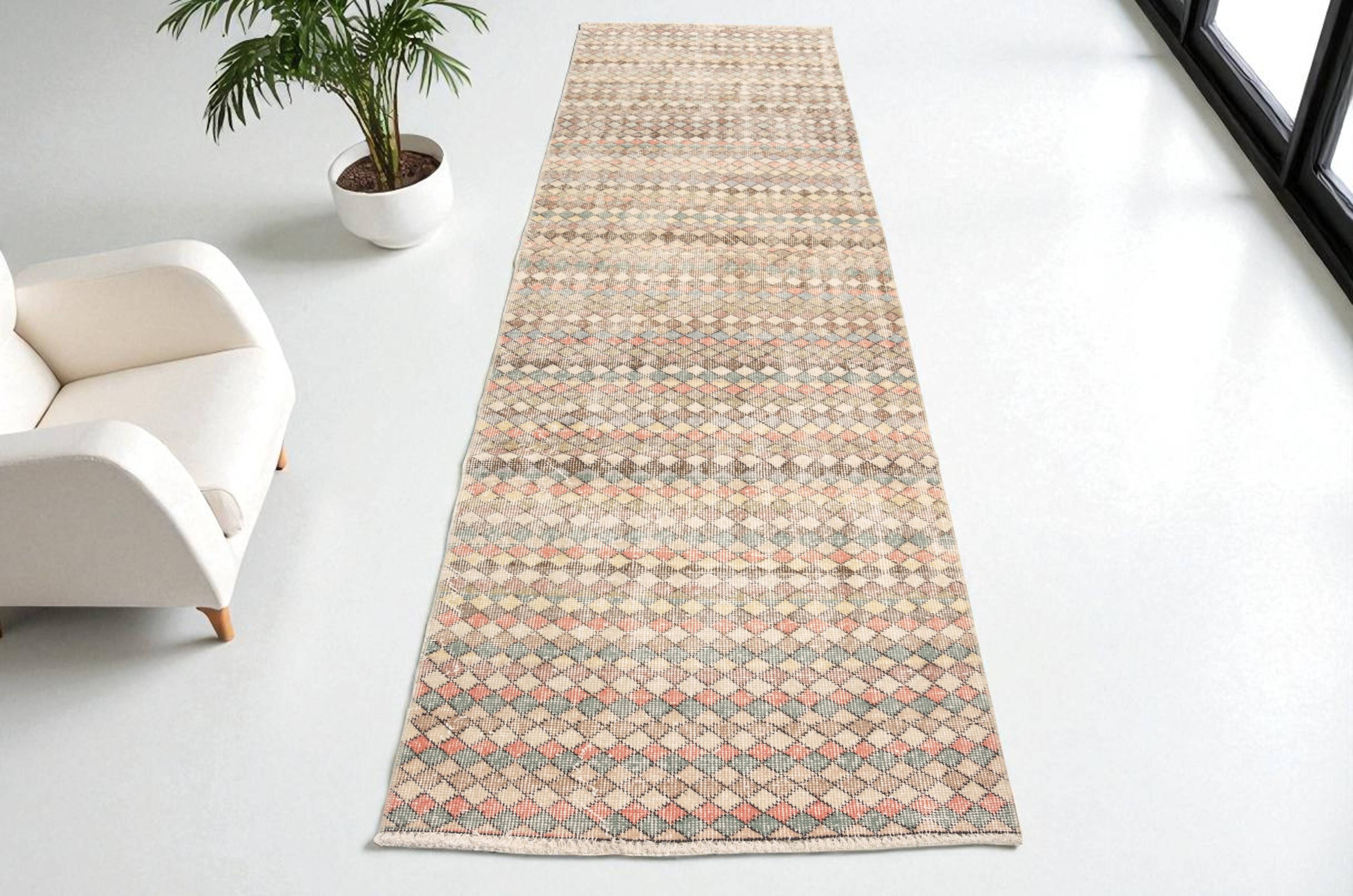 Neutral Vintage Oushak Runner Rug sku1053
