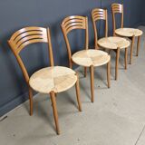 Chaises de salle à manger vintage de bistrot italien et corde de papier, années 1980