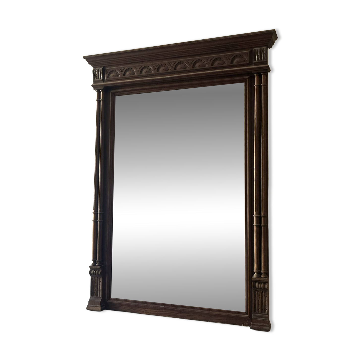 Grand miroir trumeau ancien en bois sculpté – style XIXe / néoclassiqu