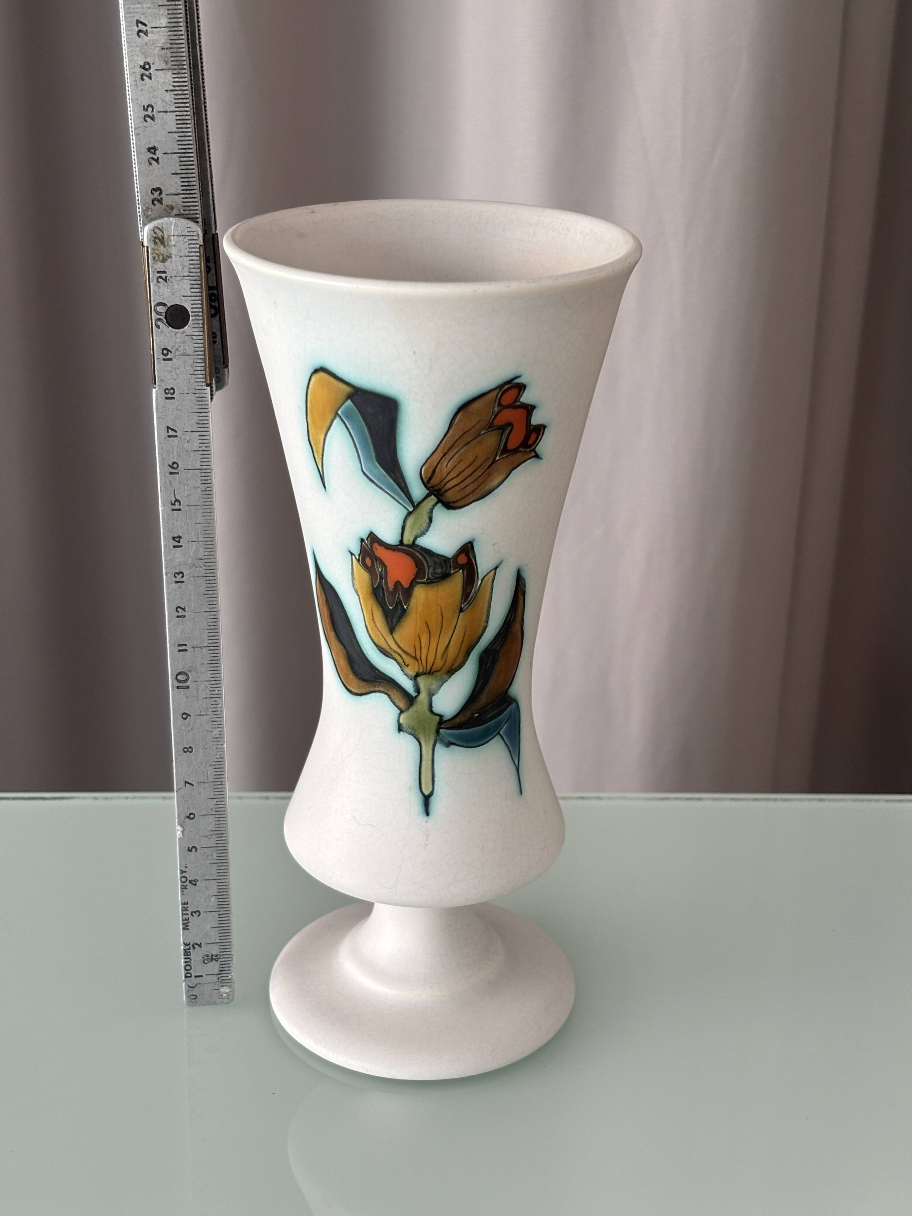 Vintage West Germany Hand-Painted Ceramic Vase | Handarbeit | 22 cm