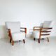 Pair of art deco armchairs, walnut, hungary - new upholstery