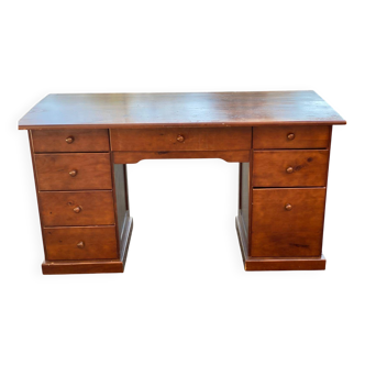 Solid pine wood desk with 8 drawers
