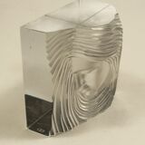 Sèvres paperweight, frosted crystal profile portrait of a woman