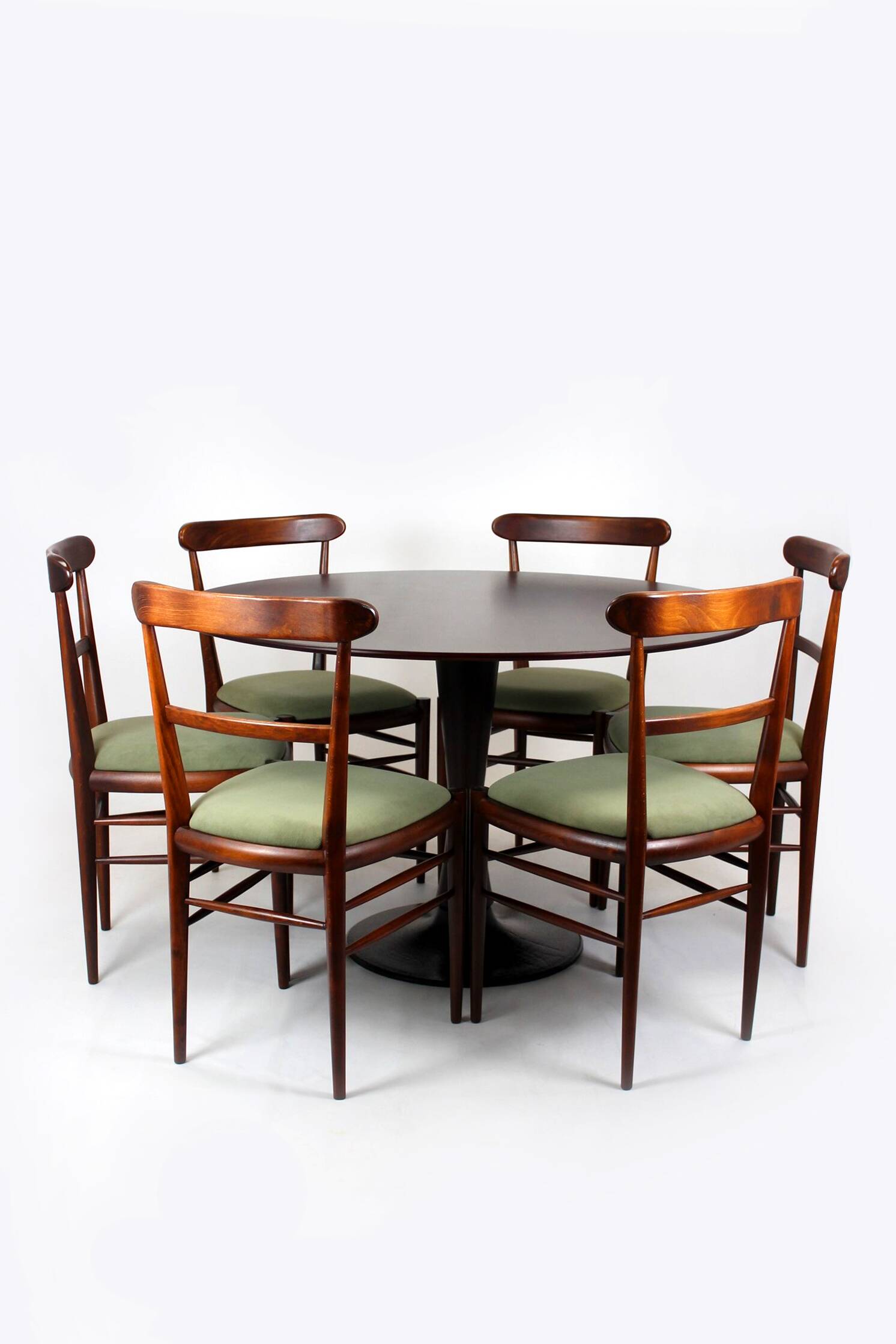 Restored Mid-Century Modern Dining Set, Czechoslovakia, 1960s, Set of 7