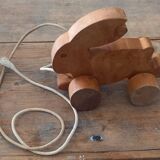 Wooden pull-along rabbit