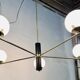 Lampadario con sfere opaline bianche, anni '60