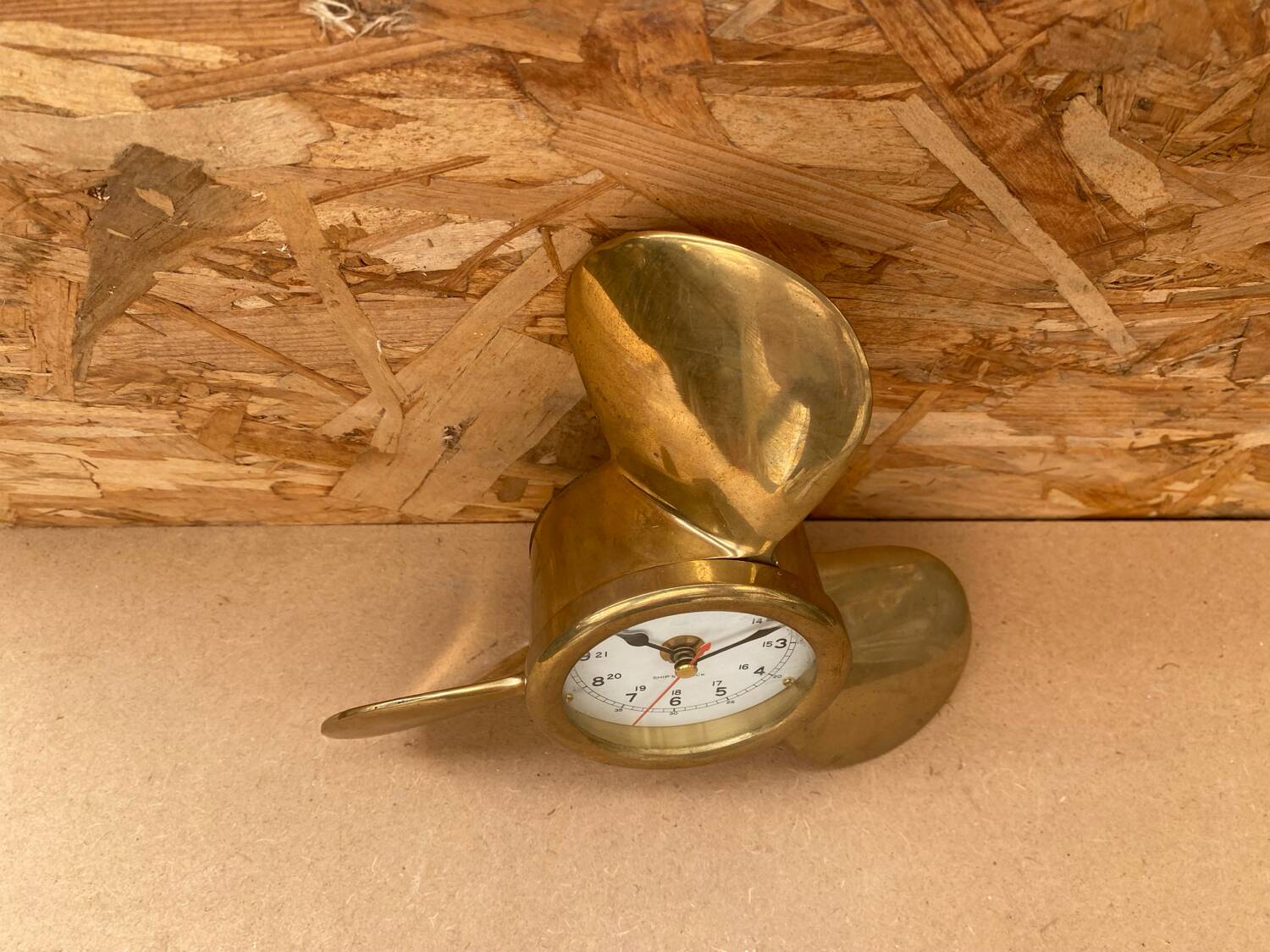 Antique brass propeller with pendulum vintage nautical wall clock