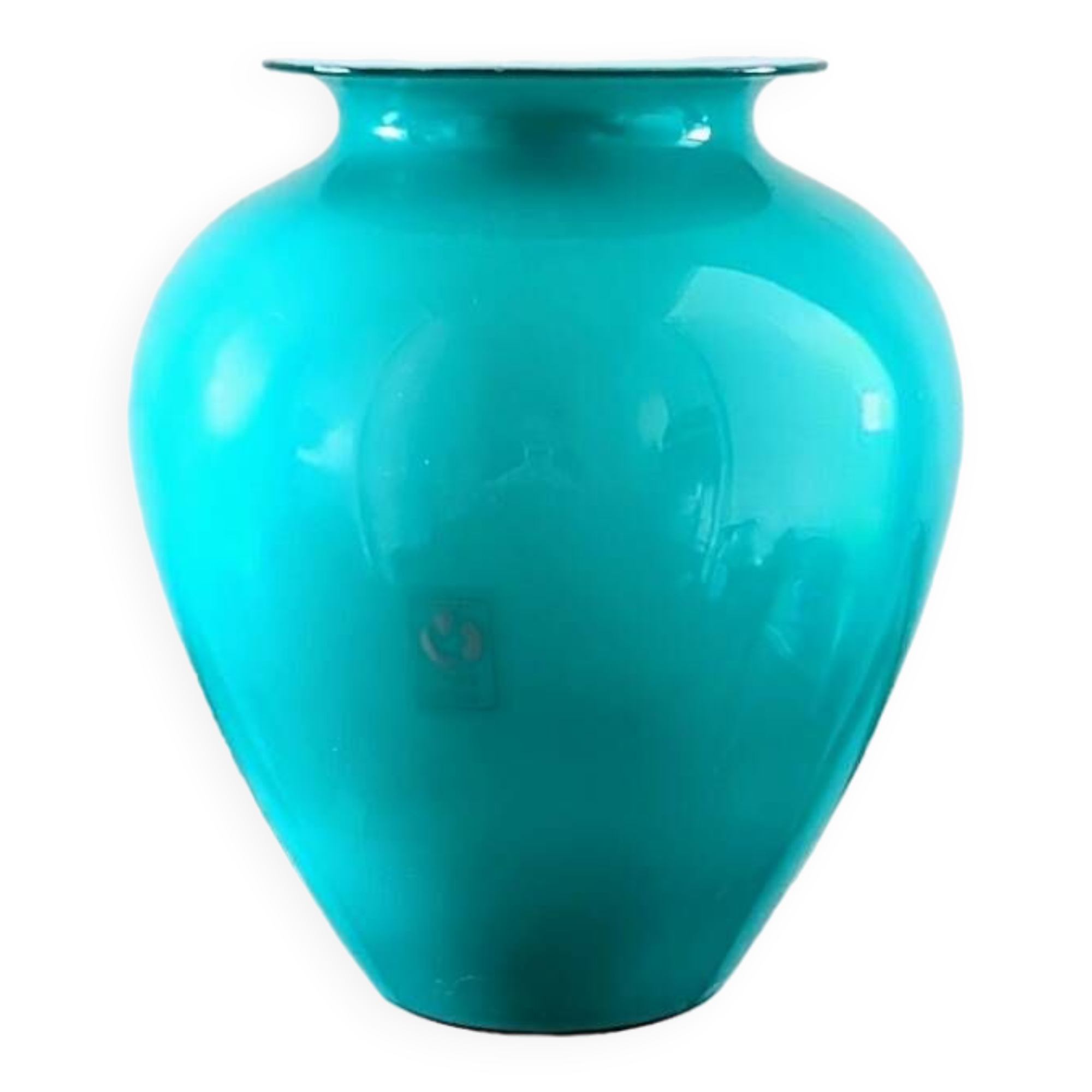 Vase vintage italien en verre turquoise