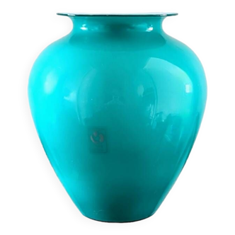 Vase vintage italien en verre turquoise