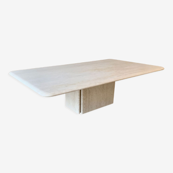 Rectangle coffee table in softened and clear travertine