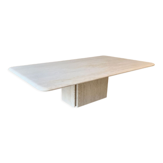 Rectangle coffee table in softened and clear travertine