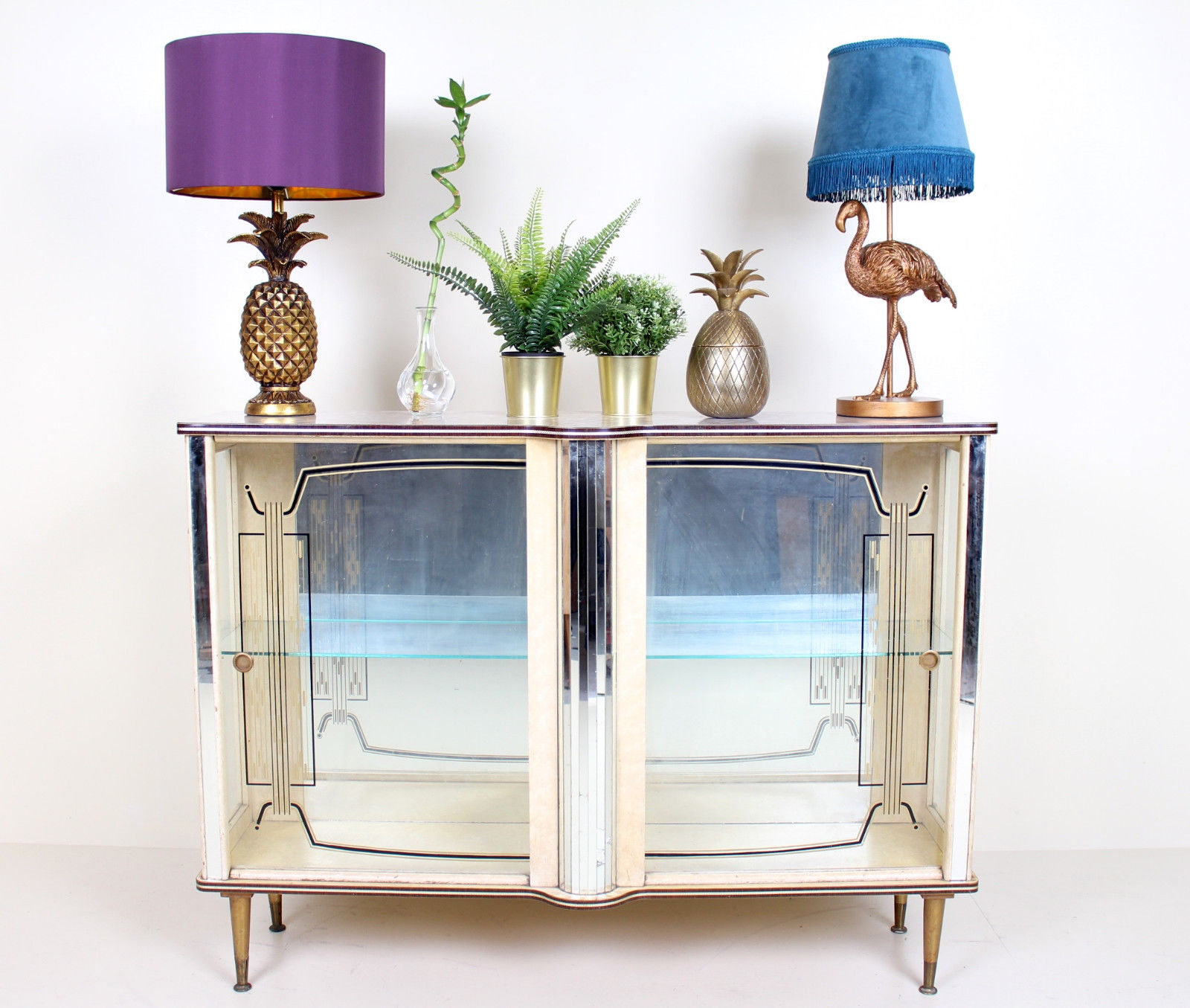 Retro vintage glass sliding door display case