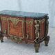 Louis XVI style commode in beech, bronze and marble.