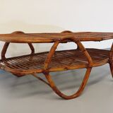 Coffee table with magazine tray in vintage rattan from the 60s