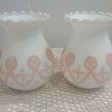 2 appliques opaline et brodées rose