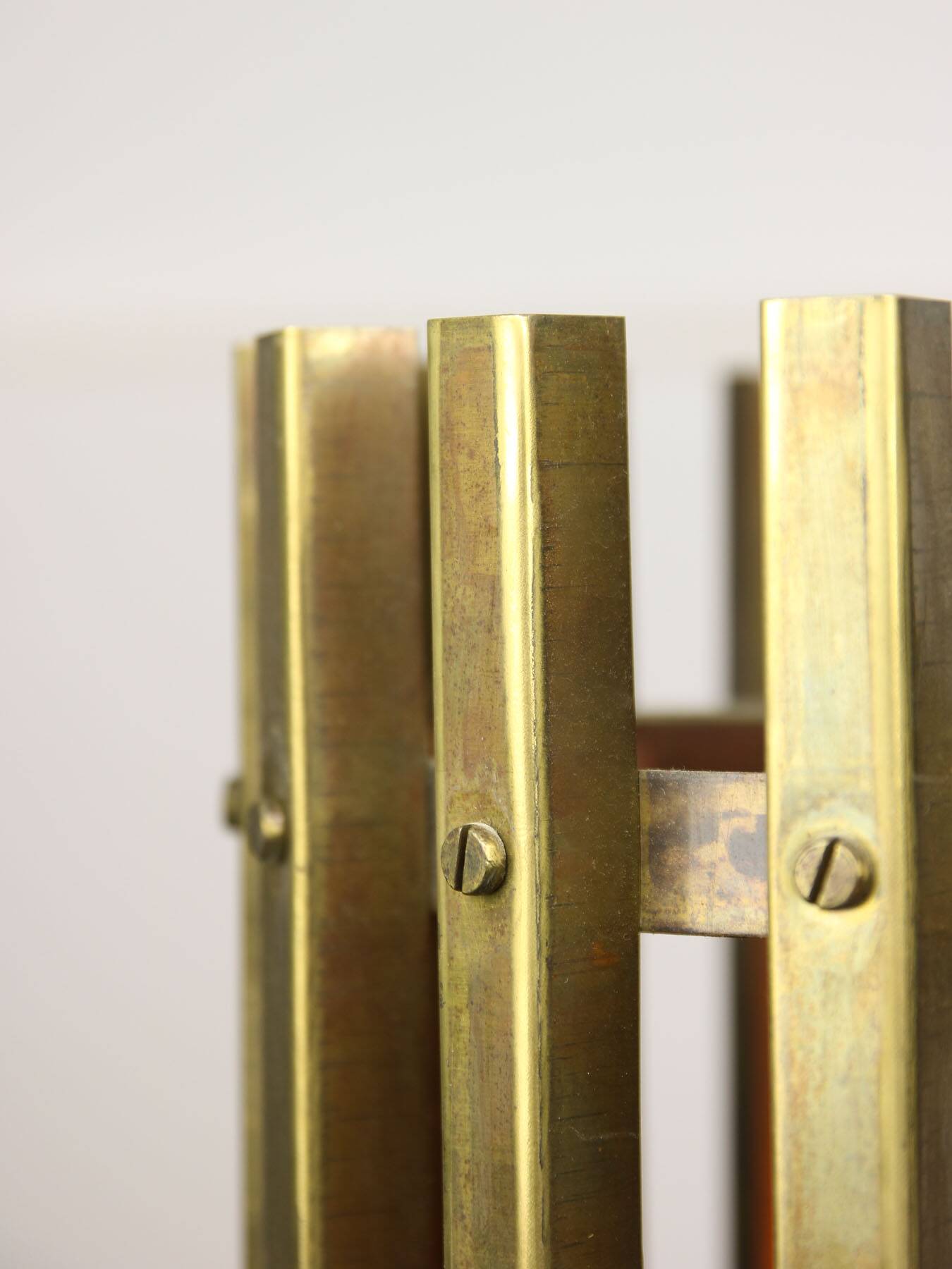 Vintage Italian Brass Cage Pendant Lamp, 70s