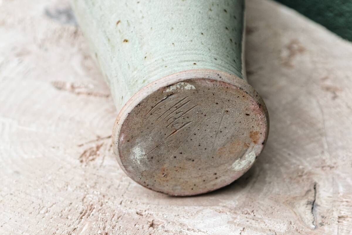 Glazed stoneware vase, signed, oxblood