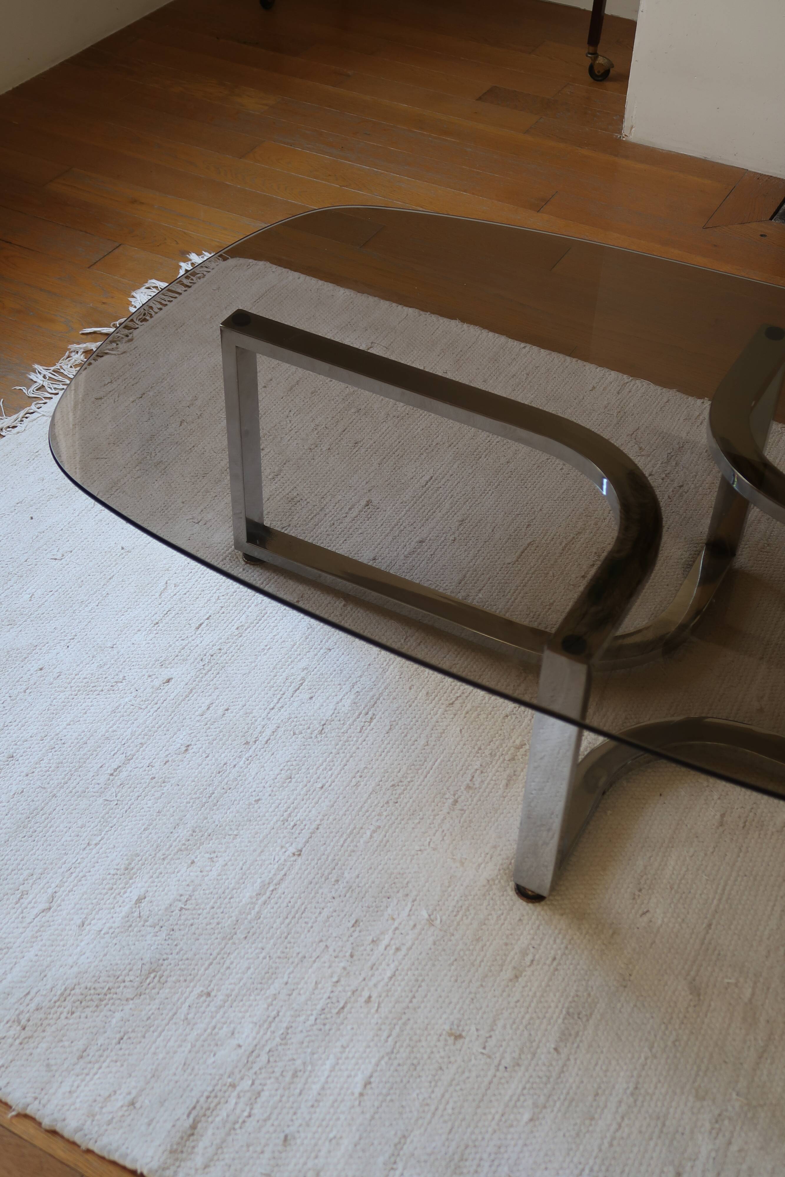 Table basse verre fumé 70's