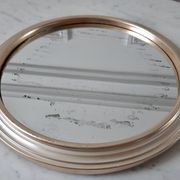 Plateau miroir en laiton argenté doré