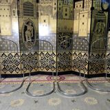 Suite of 4 chrome metal chairs 1970