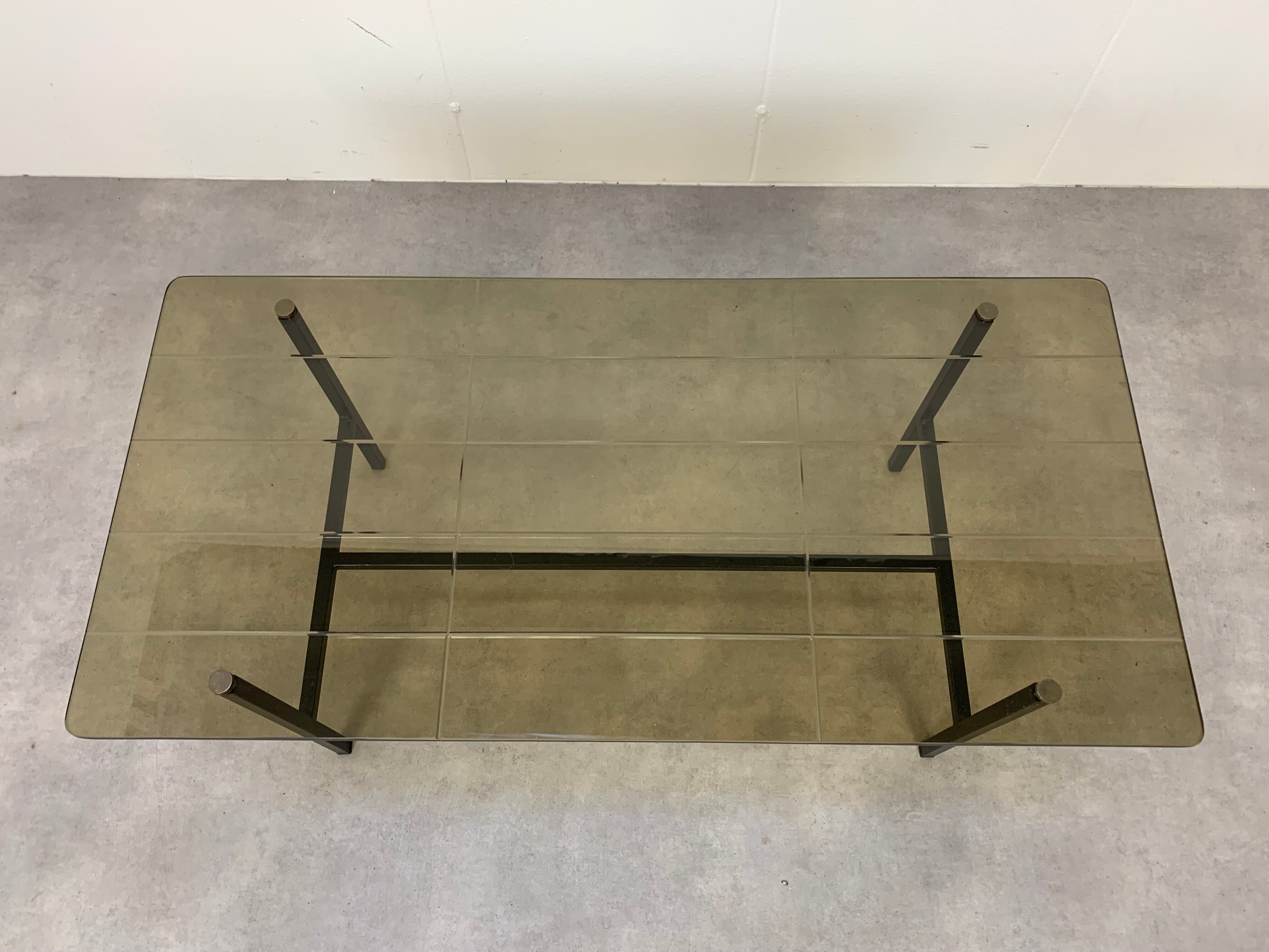 Coffee table metal and glass, 50s
