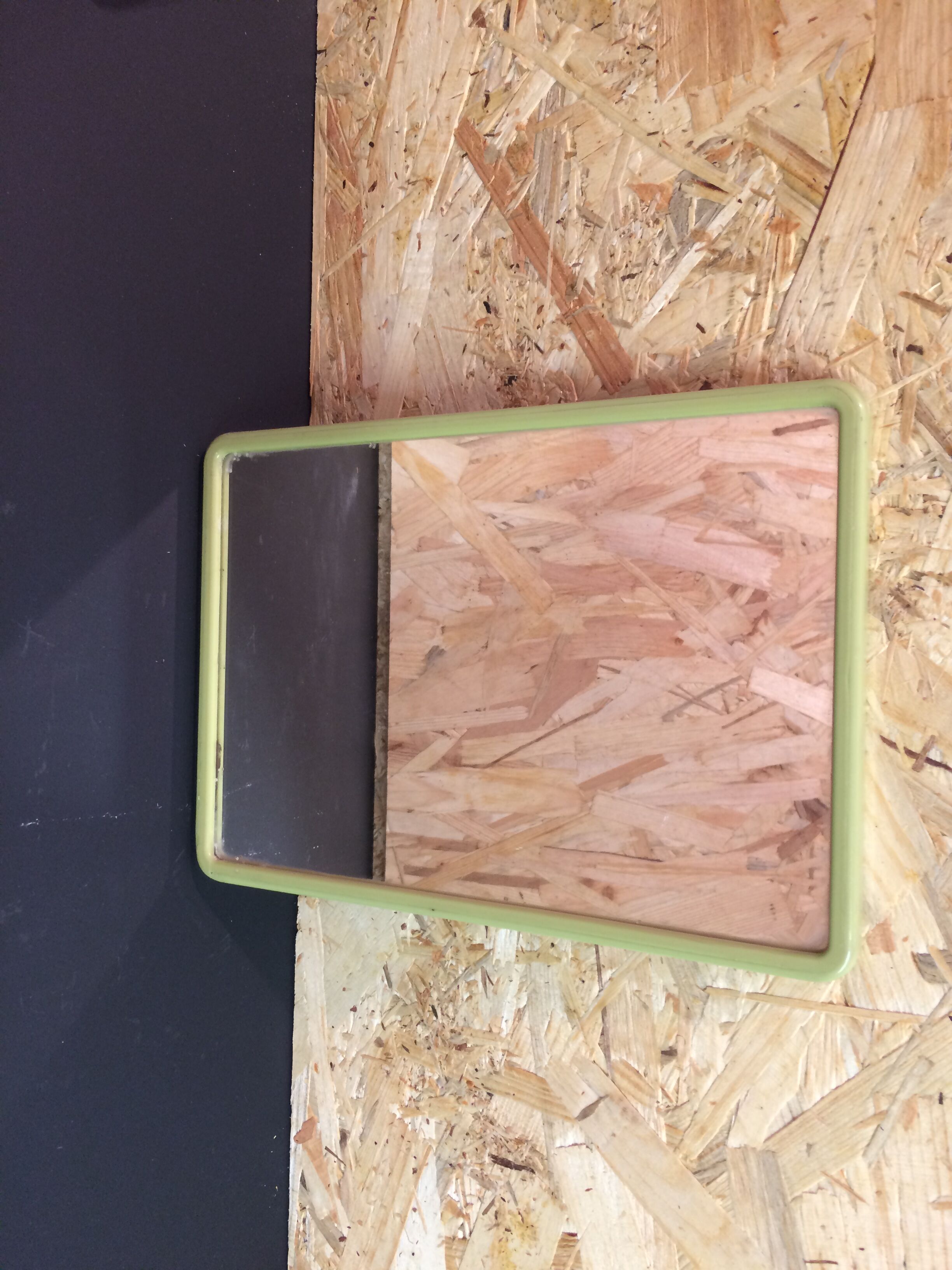 Small green vintage barber mirror 22x16cm