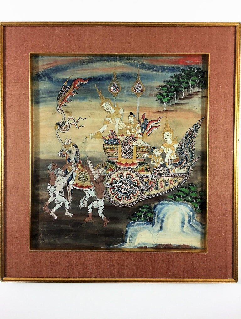 Set of 3 Thai paintings, Rattanakosin, nineteenth century