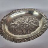 Antique Silver Plated Brass Oval Dish Fruit Bowl