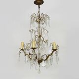Vintage 8-light chandelier with glass pendants. 1960s.