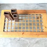 Scandinavian coffee table in solid pine and glass, 1970s