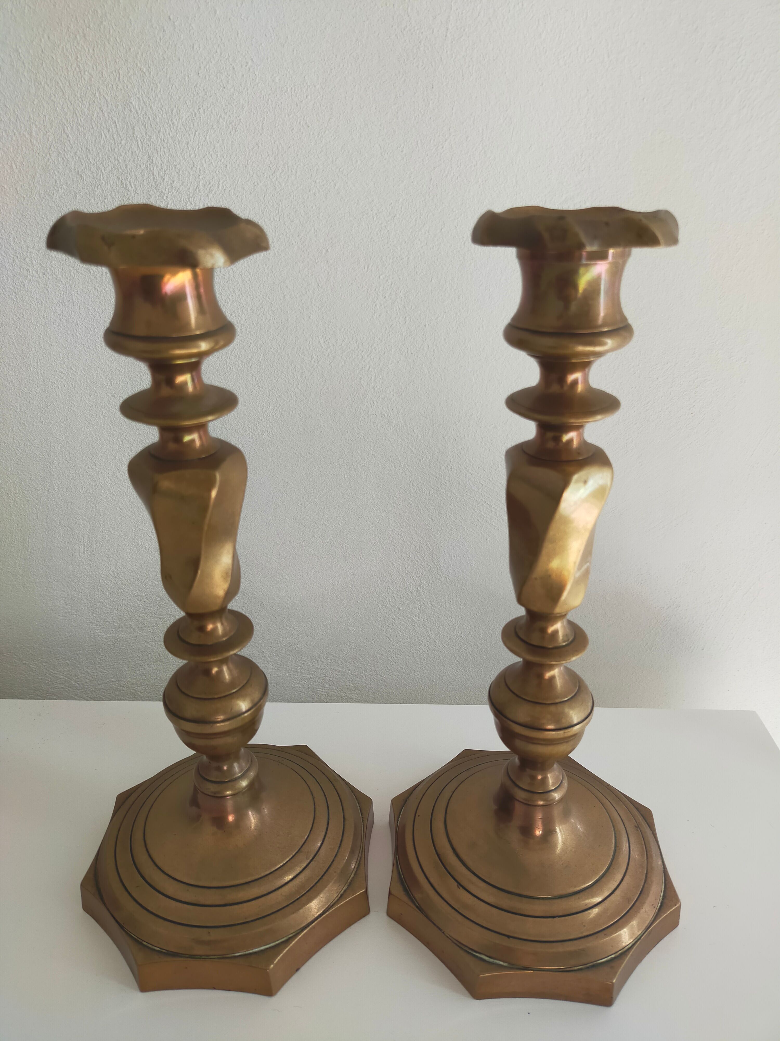 Pair of candlesticks in bronze 19th century