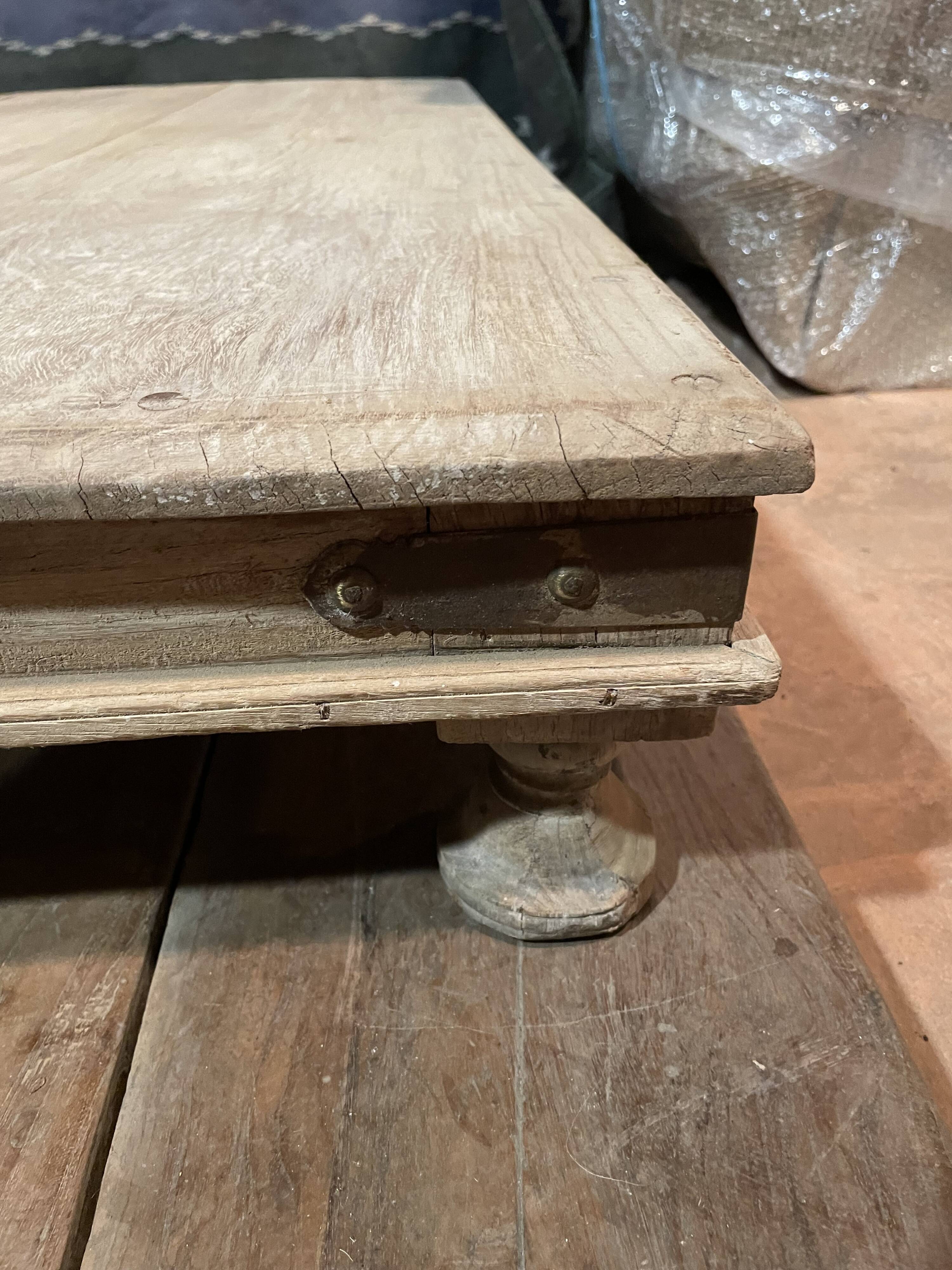 Vintage raw wood Indian coffee table