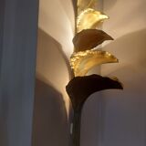 Wall lamp design in gilded metal, leaf décor