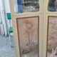 Paravent ou écran en bois peint et toile peinte