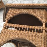 Octagonal wicker rattan coffee table from the 60s and 70s