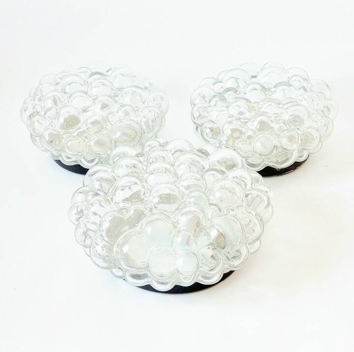 Set of 3 Mid-Century Glass Ceiling Light & 2 Wall Lights by H.Tynell, 1960s