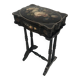 Small table with Napoleon III work, wood and boiled cardboard decorated with flowers painted with flowers